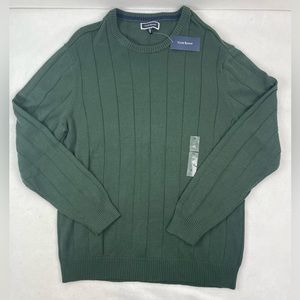 Men’s Size XL Macy’s Club Room Deep Woods Green 100% Cotton Crewneck Sweater NWT